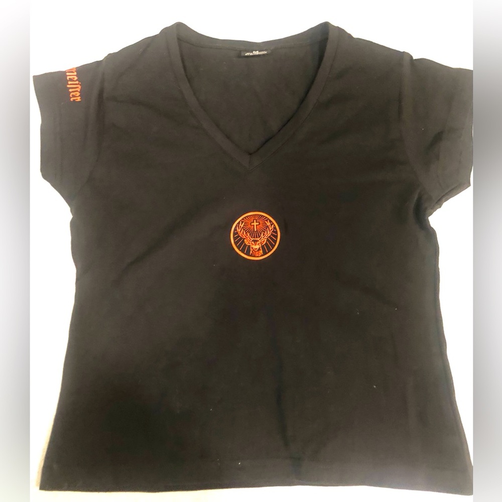 Black women’s Jäegermeister t-shirt size medium.